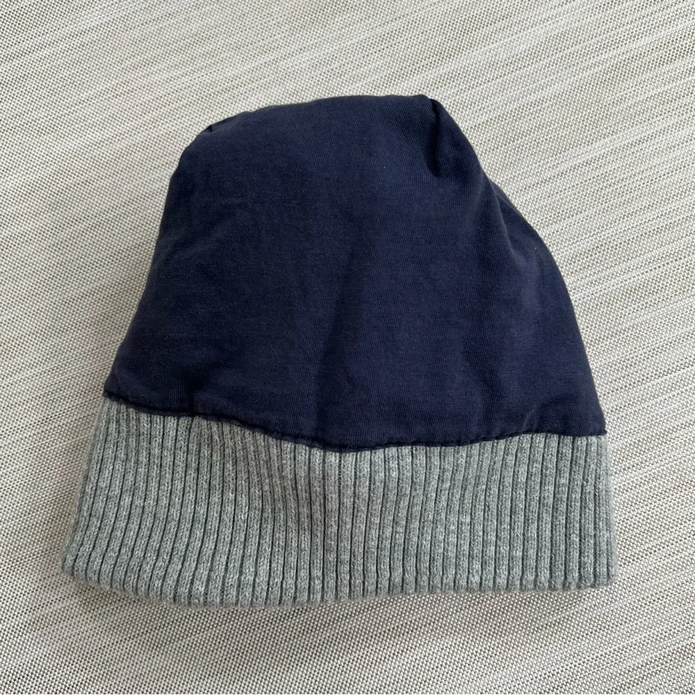 GAP x PEANUTS Navy and Gray Beanie with Yellow Pom Pom